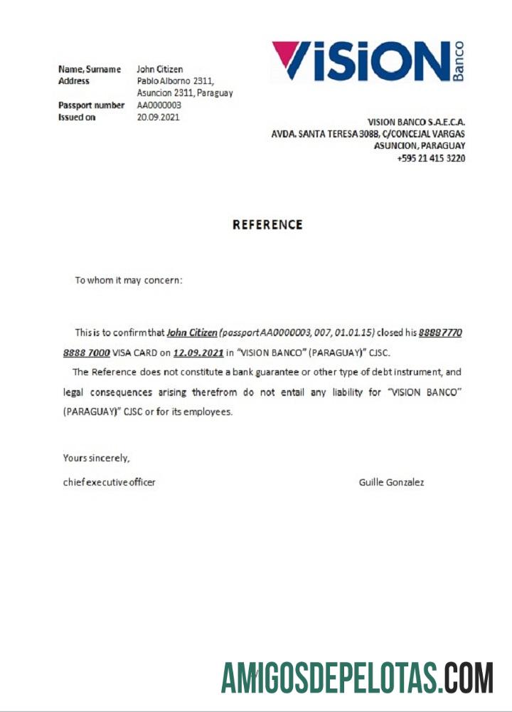 Referência de fechamento de visão do Paraguai baixar para verificação